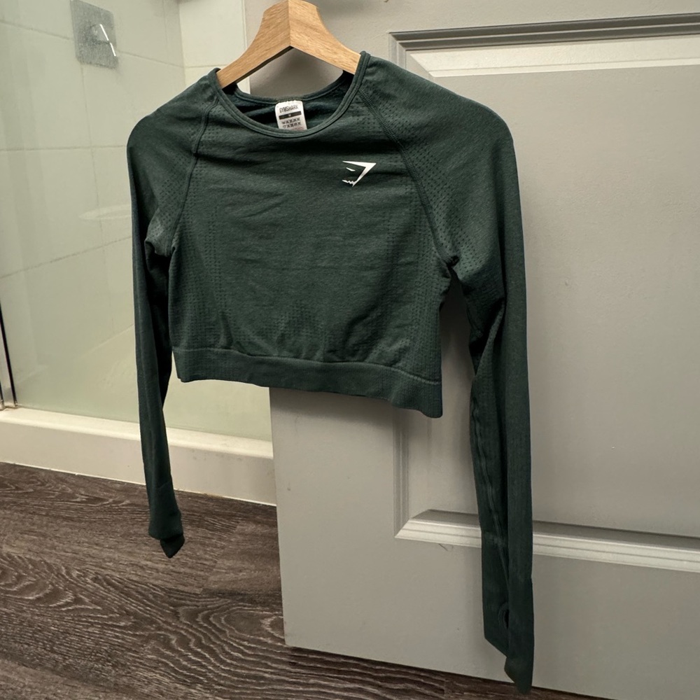 Gymshark Dark Green Long Sleeve Crop Top